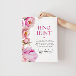 Peony bright pink ring hunt bridal shower game poster