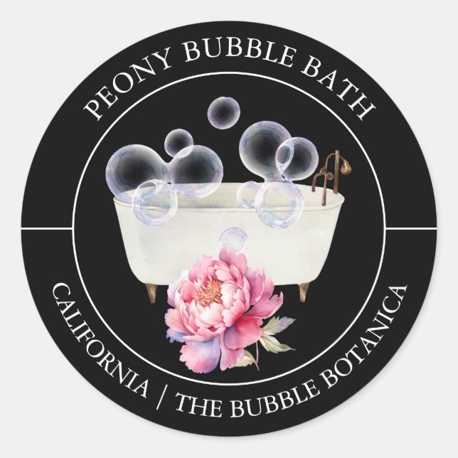 Peony Bubble Bath label (Front)