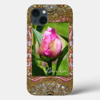 Peony Bud Elegant Floral Monogram