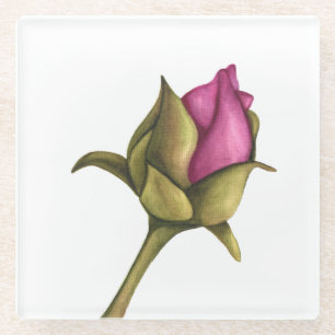 peony bud glass coaster
