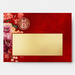 Peony Chinese Wedding Gold Red Envelope