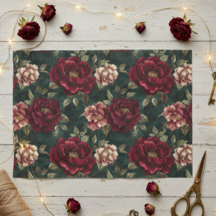 Peony Dark Romantic Burgundy Tissue Paper