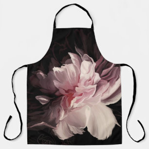 Peony Dark Wall: Painted Flower Design Apron
