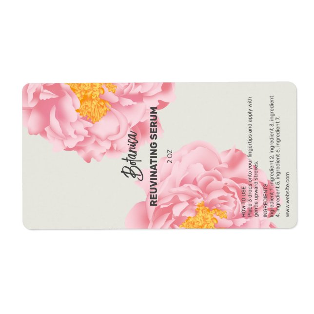 Peony Dropper Bottle Labels (Front)
