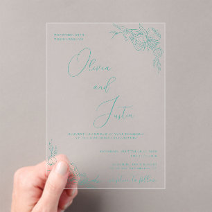 Peony Elegance Wedding Acrylic Invitations