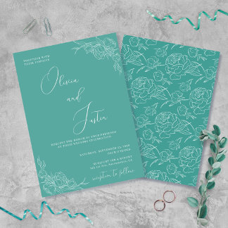 Peony Elegance Wedding Invitation