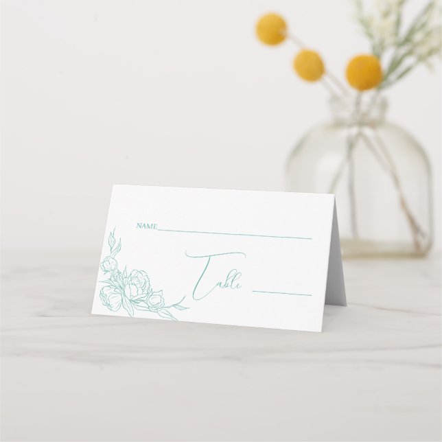 Peony Elegance Wedding Place Card (Front)