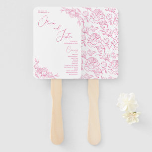 Peony Elegance Wedding Program Hand Fan