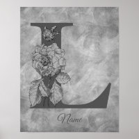 Peony Elegant Monogram Initial L Personalised