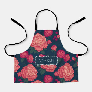 Peony Floral Colourful Personalised Pattern Apron