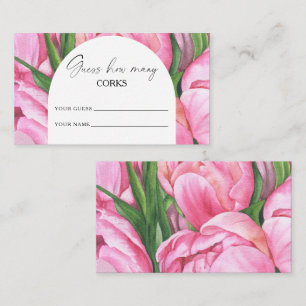 Peony floral - guess how many corks bridal game enclosure card