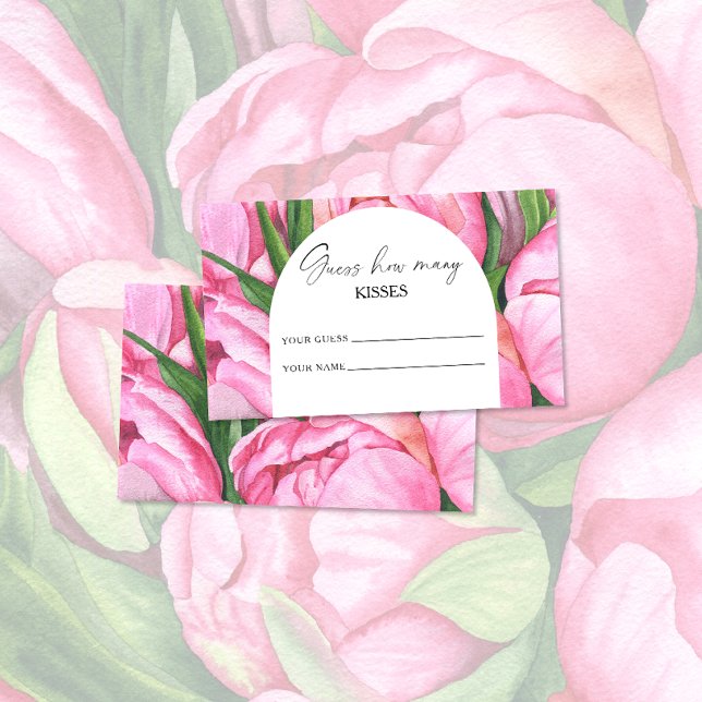 Peony floral - guess how many kisses bridal game enclosure card (Creator Uploaded)