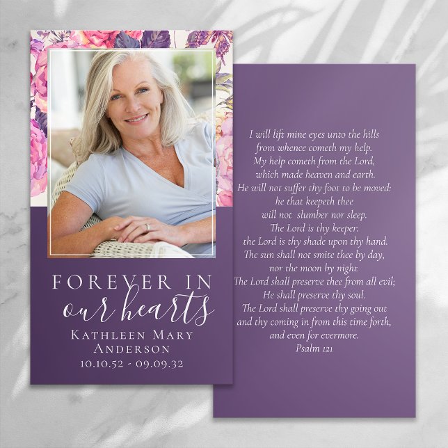 Peony Floral In Our Hearts Memorial Prayer Card (Creator Uploaded)