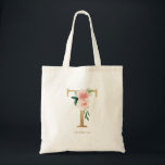 Peony Floral Letter T Gold Monogram Bridesmaid Tote Bag<br><div class="desc">Floral letter T monogram tote bag features watercolor floral bouquet of blush pink peonies and roses,  greenery accent and faux gold foil letter. This letter T floral bridesmaid monogram tote bag is perfect for weddings,  showers,  birthdays and so much more. Personalise by adding names or a short phrase.</div>