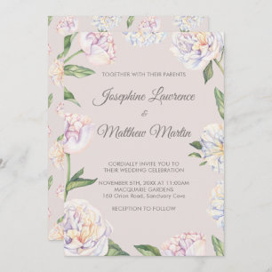 Peony Floral Mauve Wedding Invitations