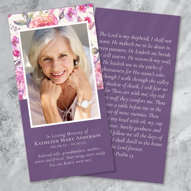 Peony Floral Memorial Prayer Bookmark (Creator Uploaded)