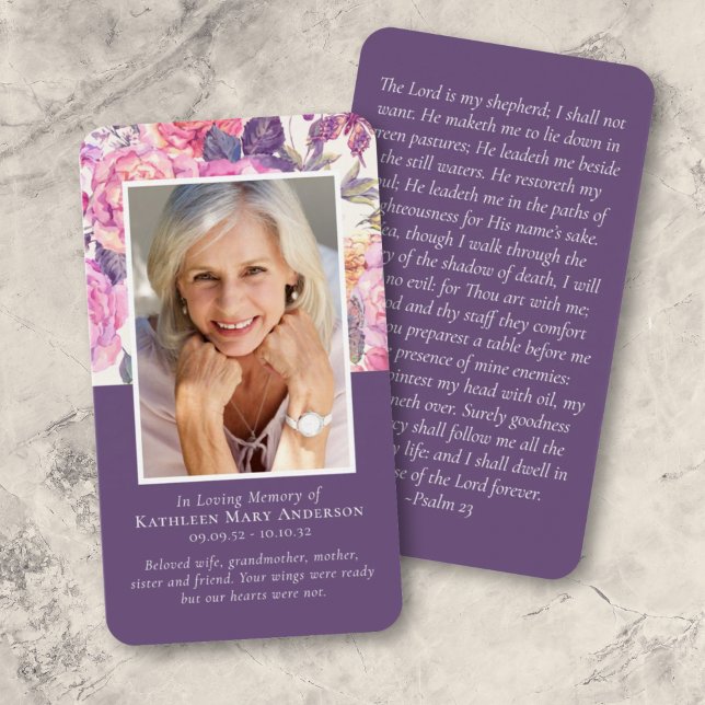 Peony Floral Memorial Prayer Card (Creator Uploaded)