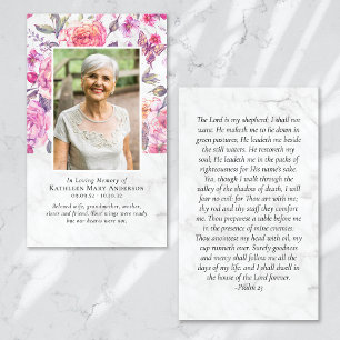 Peony Floral Memorial Prayer Card