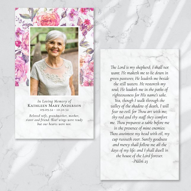 Peony Floral Memorial Prayer Card (Creator Uploaded)