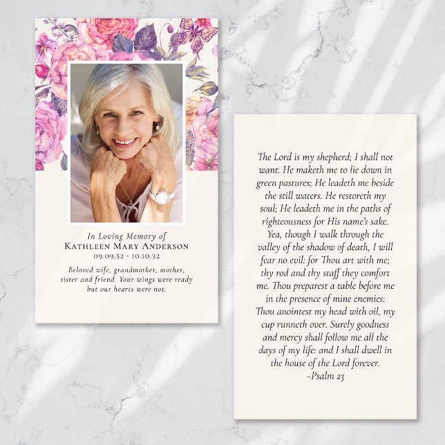 Peony Floral Memorial Prayer Card (Creator Uploaded)