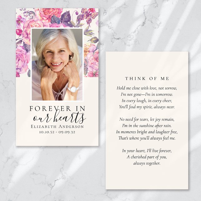Peony Floral Memorial Prayer Card (Creator Uploaded)