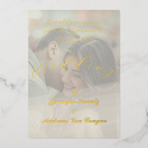 Peony Floral Photo Wedding Foil Invitation