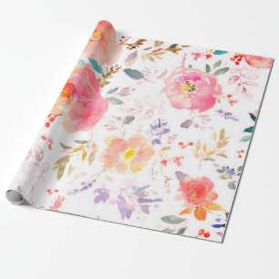 Peony floral Pink Pattern Antique Weddings Wrapping Paper