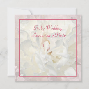 Peony floral ruby wedding invitation