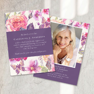 Peony Floral Sympathy Funeral Thank You Card