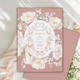 Peony Floral Vintage Elegant Mauve Wedding Invitation