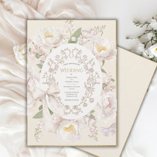 Peony Floral Vintage Elegant Wedding Invitation