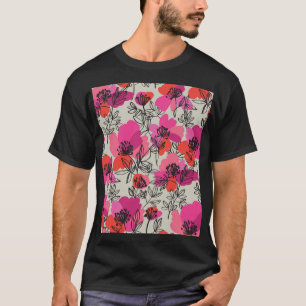 Peony Floral Vintage Seamless Pattern. T-Shirt