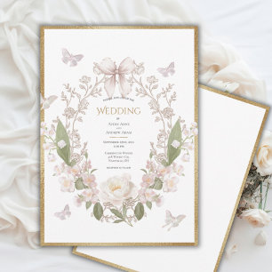Peony Floral Vintage Wedding Invitation