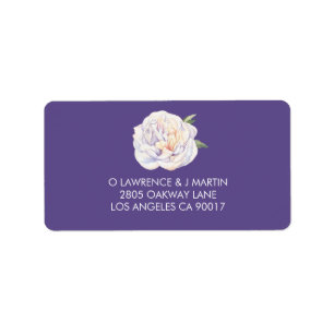 Peony Floral Watercolor Violet Purple Label