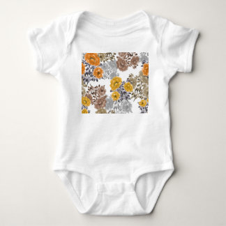 Peony Floral Watercolor White Background Baby Bodysuit