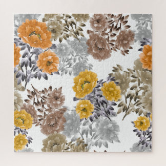 Peony Floral Watercolor White Background Jigsaw Puzzle