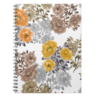 Peony Floral Watercolor White Background Notebook