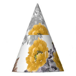 Peony Floral Watercolor White Background Party Hat