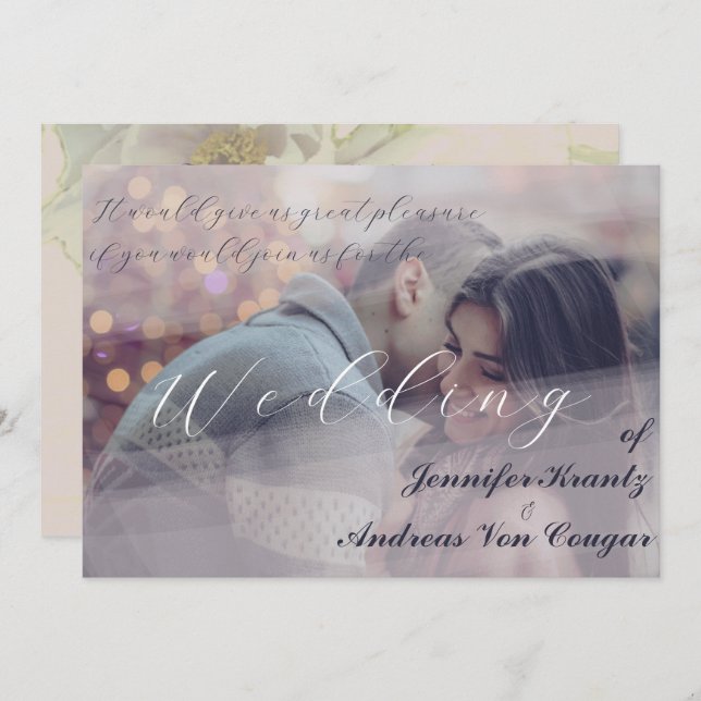 Peony Floral Wedding & Photo Invite (Front/Back)