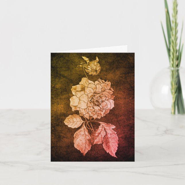 Peony Flower Art Customisable Note Thank You Card (Front)
