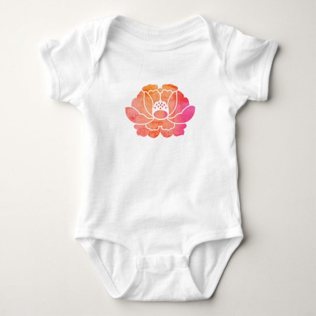 peony flower baby bodysuit (Front)