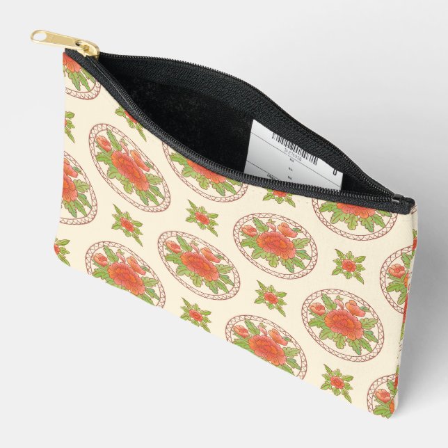 Peony flower pattern accessory pouch (Open)