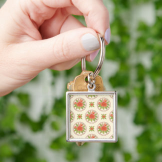 Peony flower pattern key ring