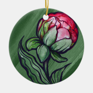 Peony Flower Peonies Gardener art Pink Ceramic Tree Decoration
