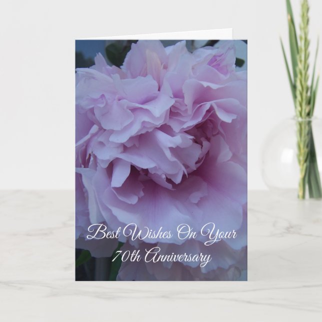 Peony Flower Personalised 70th Wedding Anniversary Card (Front)