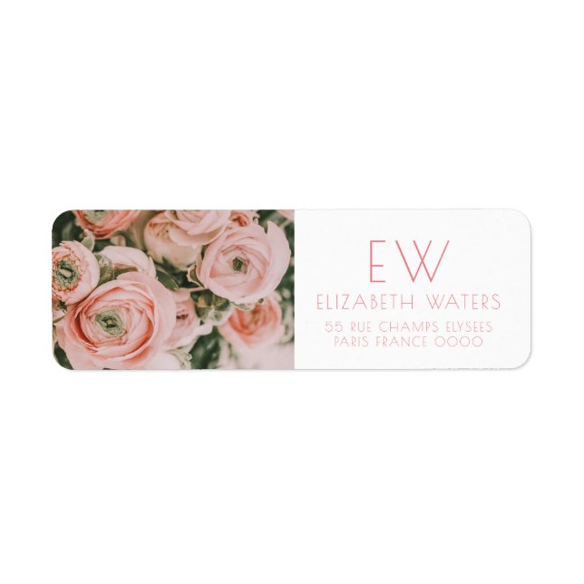 PEONY FLOWER RETURN ADDRESS LABELS (Front)