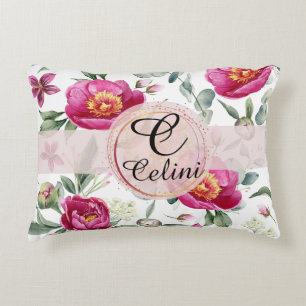 Peony flower seamless pattern Throw Pillow