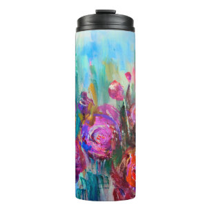 Peony flowering shrub, modern paintings, oil on ca thermal tumbler