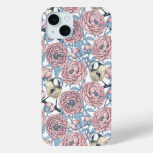Peony flowers and birds Case-Mate iPhone case