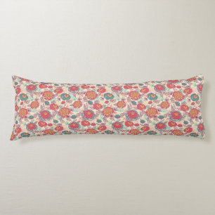 Peony flowers and leaves pattern body cushion